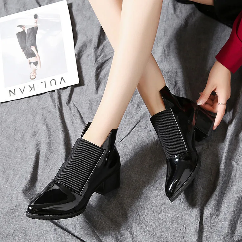 Women's Booties Autumn and Winter Thick with Pointed Boots Women's Boots Large Size Martin Fashion Boots