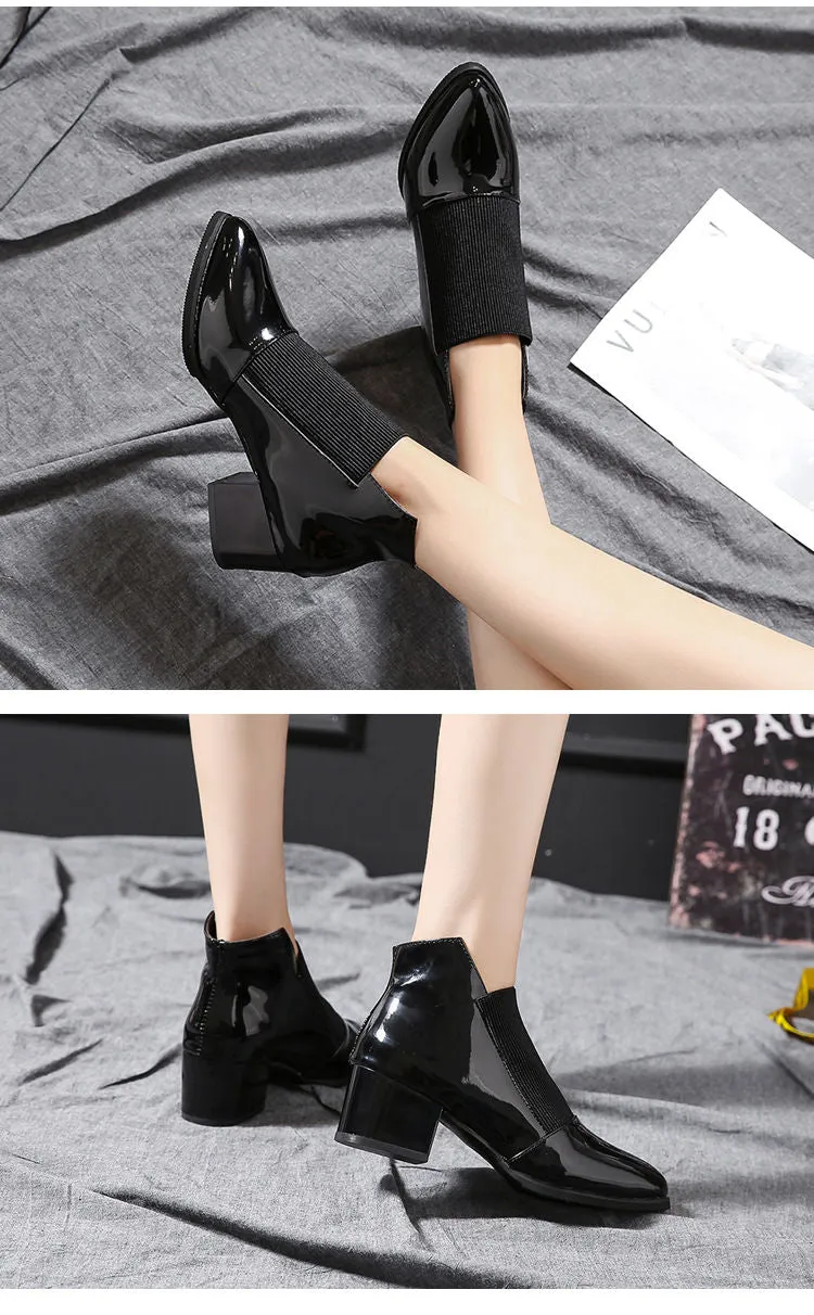 Women's Booties Autumn and Winter Thick with Pointed Boots Women's Boots Large Size Martin Fashion Boots