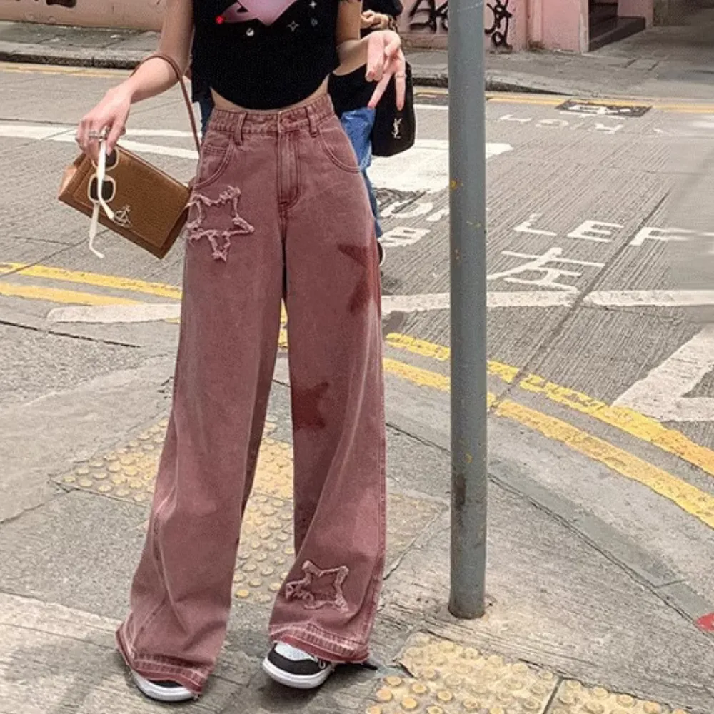 Women's Pink Star Patch Jeans
