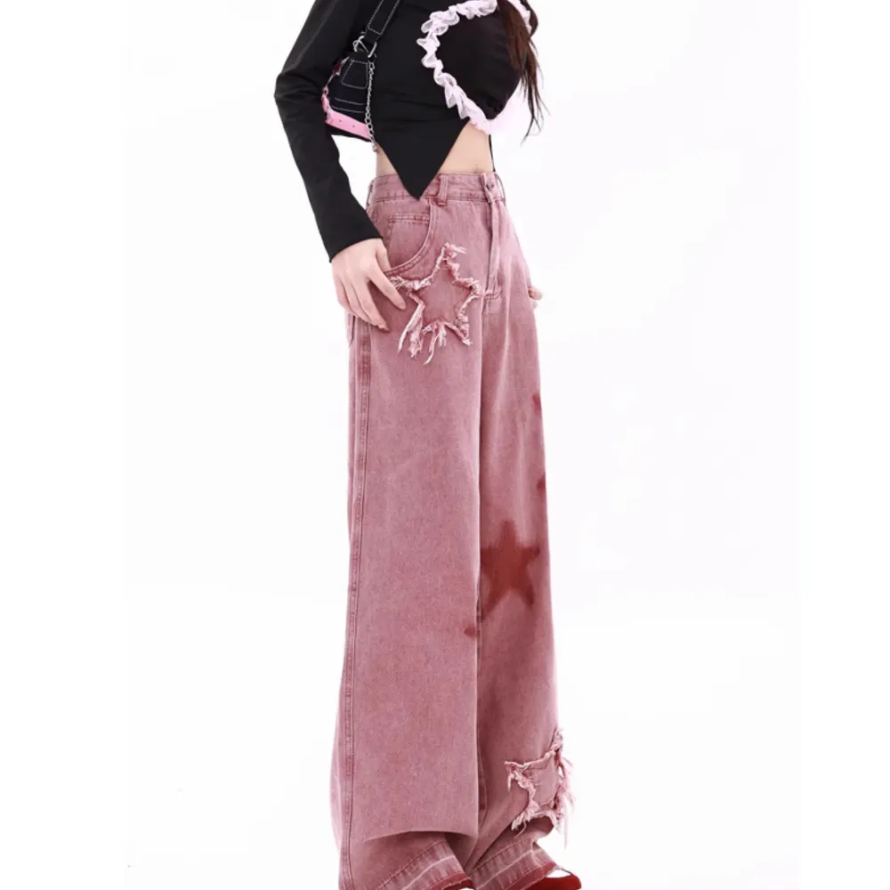 Women's Pink Star Patch Jeans