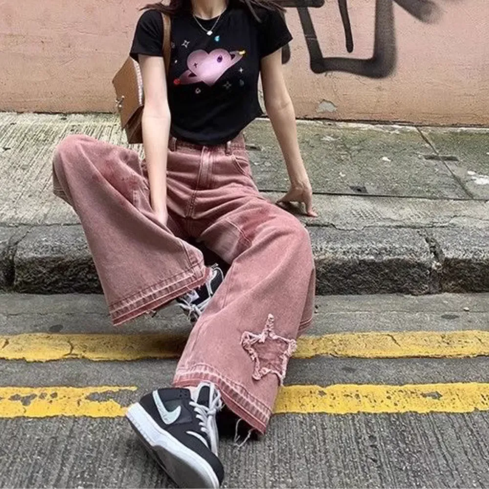 Women's Pink Star Patch Jeans
