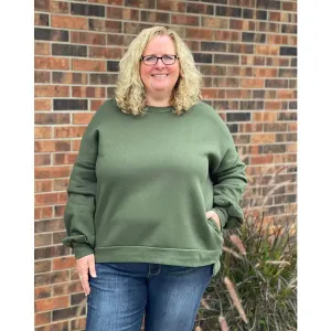 Zenana Round Neck Hi-Low Hem Sweatshirt - Curvy